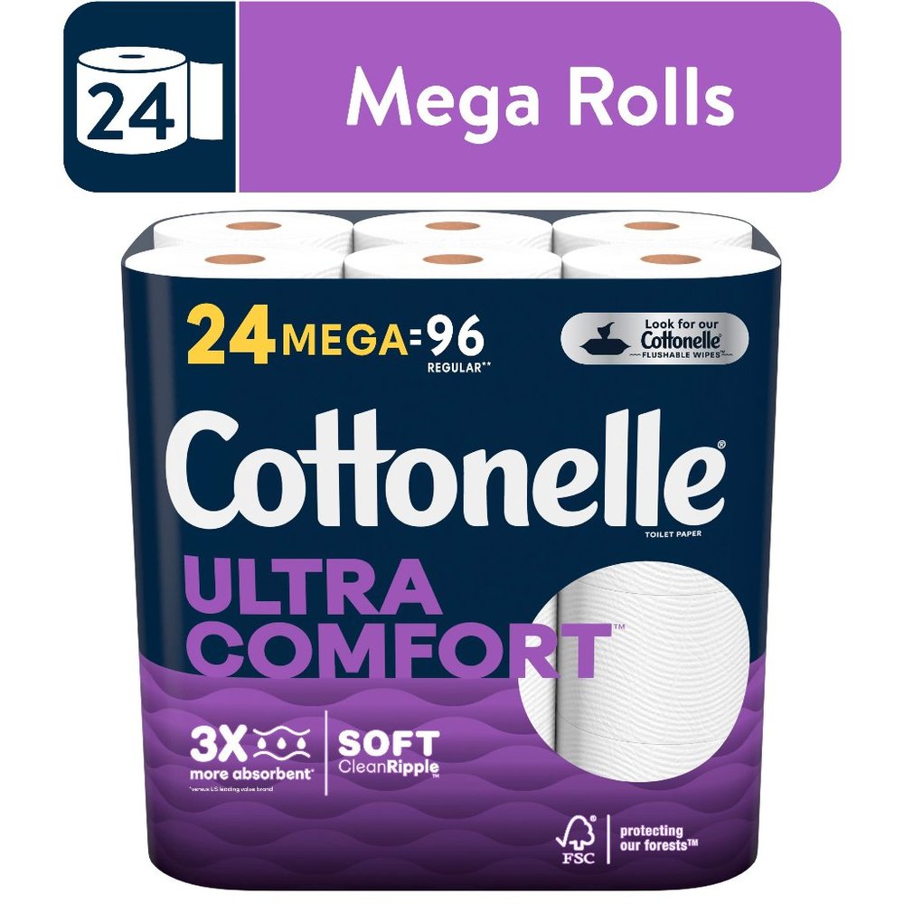 Cottonelle Ultra Comfort Toilet Paper, 24 Mega Rolls per Pack, 268 Sheets per Ro